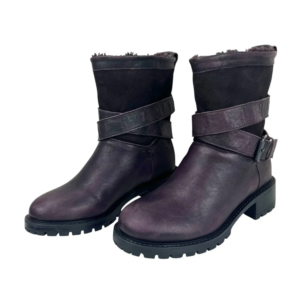 Ross & Snow Women US 5 Emilina Shearling Boots Frosted Winter Plum Made in Italy